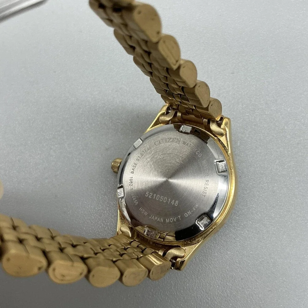 Citizen Womens Watch 25mm MOP Gold Tone Crystal Day Date New Battery 5.75